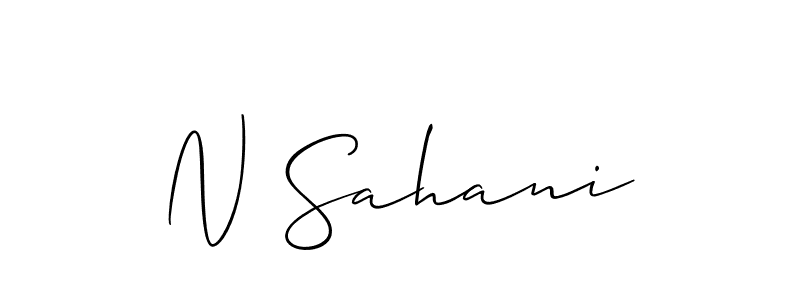 if you are searching for the best signature style for your name N Sahani. so please give up your signature search. here we have designed multiple signature styles  using Allison_Script. N Sahani signature style 2 images and pictures png