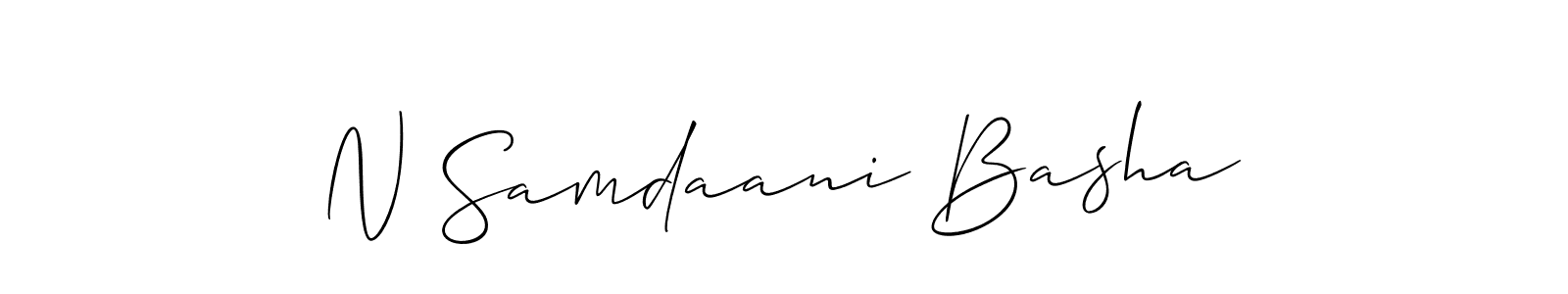 Make a beautiful signature design for name N Samdaani Basha. With this signature (Allison_Script) style, you can create a handwritten signature for free. N Samdaani Basha signature style 2 images and pictures png