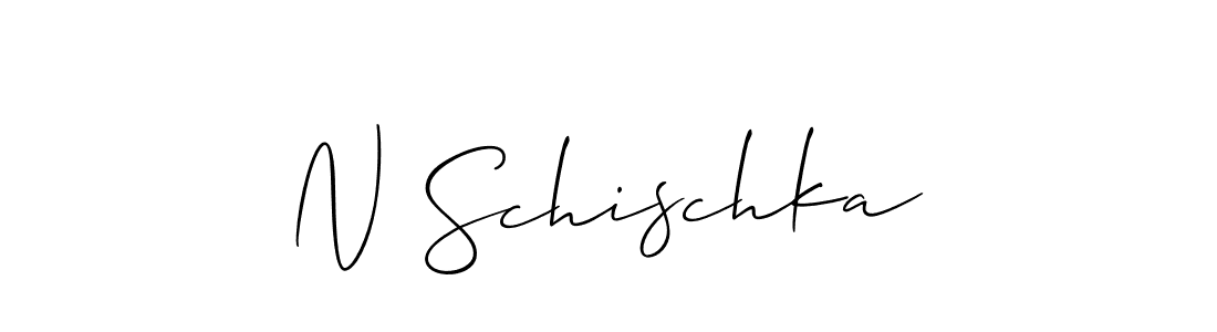 How to make N Schischka name signature. Use Allison_Script style for creating short signs online. This is the latest handwritten sign. N Schischka signature style 2 images and pictures png