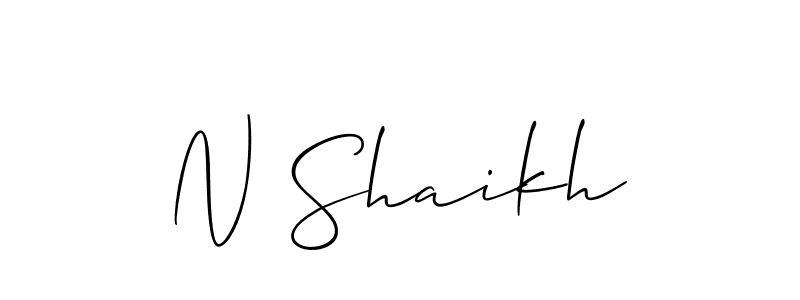 The best way (Allison_Script) to make a short signature is to pick only two or three words in your name. The name N Shaikh include a total of six letters. For converting this name. N Shaikh signature style 2 images and pictures png