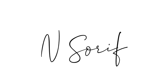 Design your own signature with our free online signature maker. With this signature software, you can create a handwritten (Allison_Script) signature for name N Sorif. N Sorif signature style 2 images and pictures png