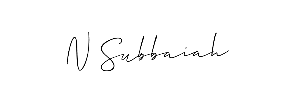 Make a short N Subbaiah signature style. Manage your documents anywhere anytime using Allison_Script. Create and add eSignatures, submit forms, share and send files easily. N Subbaiah signature style 2 images and pictures png