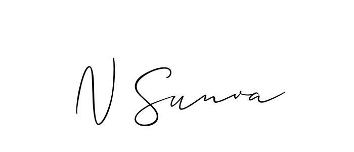 How to make N Sunva name signature. Use Allison_Script style for creating short signs online. This is the latest handwritten sign. N Sunva signature style 2 images and pictures png