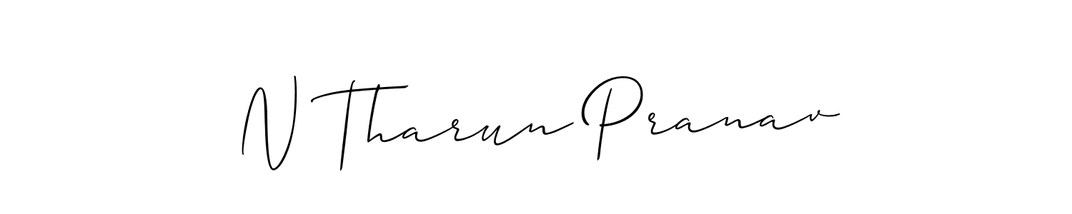 Also You can easily find your signature by using the search form. We will create N Tharun Pranav name handwritten signature images for you free of cost using Allison_Script sign style. N Tharun Pranav signature style 2 images and pictures png
