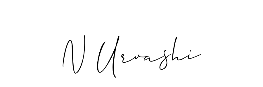 Allison_Script is a professional signature style that is perfect for those who want to add a touch of class to their signature. It is also a great choice for those who want to make their signature more unique. Get N Urvashi name to fancy signature for free. N Urvashi signature style 2 images and pictures png