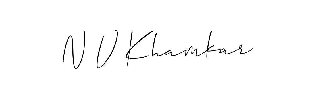 Design your own signature with our free online signature maker. With this signature software, you can create a handwritten (Allison_Script) signature for name N V Khamkar. N V Khamkar signature style 2 images and pictures png