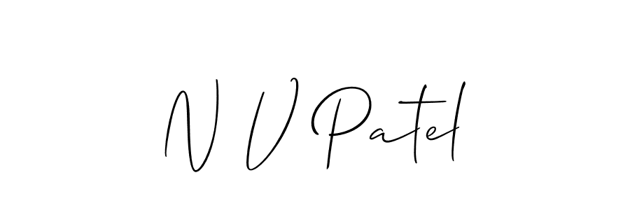 if you are searching for the best signature style for your name N V Patel. so please give up your signature search. here we have designed multiple signature styles  using Allison_Script. N V Patel signature style 2 images and pictures png