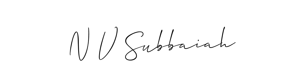 Use a signature maker to create a handwritten signature online. With this signature software, you can design (Allison_Script) your own signature for name N V Subbaiah. N V Subbaiah signature style 2 images and pictures png