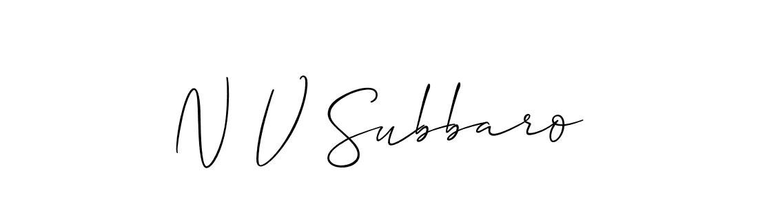 Make a short N V Subbaro signature style. Manage your documents anywhere anytime using Allison_Script. Create and add eSignatures, submit forms, share and send files easily. N V Subbaro signature style 2 images and pictures png