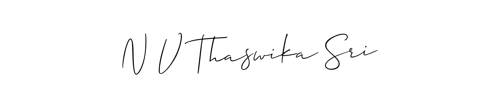 Also we have N V Thaswika Sri name is the best signature style. Create professional handwritten signature collection using Allison_Script autograph style. N V Thaswika Sri signature style 2 images and pictures png