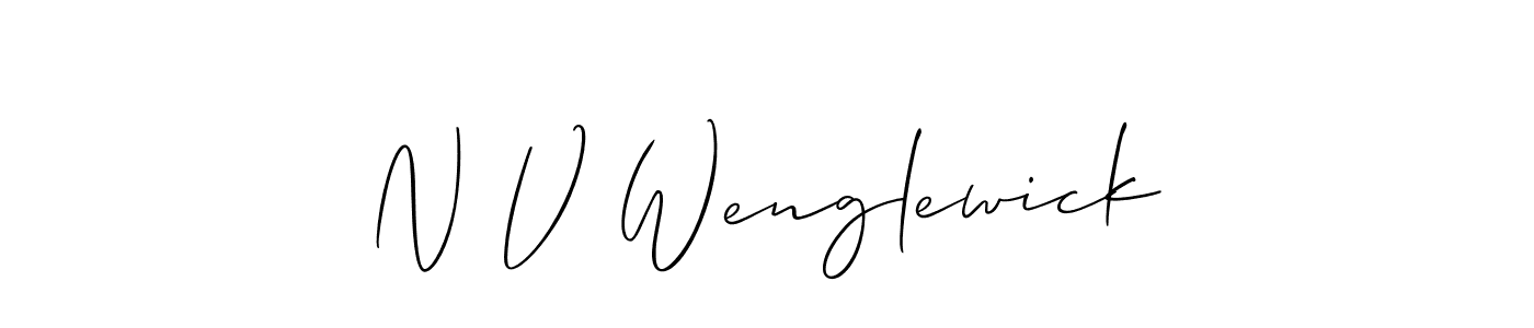 Use a signature maker to create a handwritten signature online. With this signature software, you can design (Allison_Script) your own signature for name N V Wenglewick. N V Wenglewick signature style 2 images and pictures png