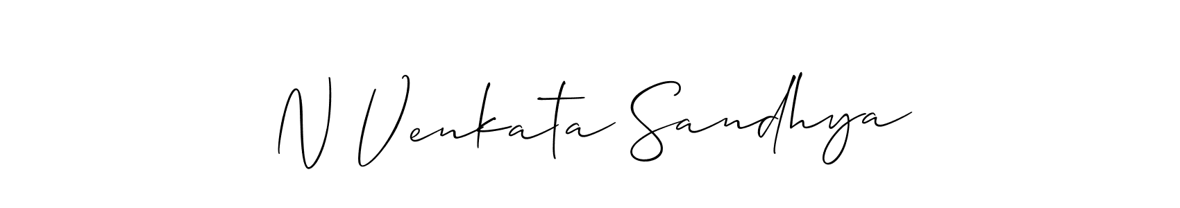The best way (Allison_Script) to make a short signature is to pick only two or three words in your name. The name N Venkata Sandhya include a total of six letters. For converting this name. N Venkata Sandhya signature style 2 images and pictures png
