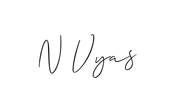 Allison_Script is a professional signature style that is perfect for those who want to add a touch of class to their signature. It is also a great choice for those who want to make their signature more unique. Get N Vyas name to fancy signature for free. N Vyas signature style 2 images and pictures png