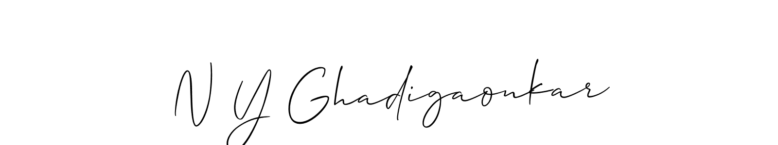 Also You can easily find your signature by using the search form. We will create N Y Ghadigaonkar name handwritten signature images for you free of cost using Allison_Script sign style. N Y Ghadigaonkar signature style 2 images and pictures png