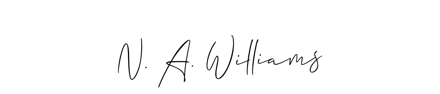 The best way (Allison_Script) to make a short signature is to pick only two or three words in your name. The name N. A. Williams include a total of six letters. For converting this name. N. A. Williams signature style 2 images and pictures png