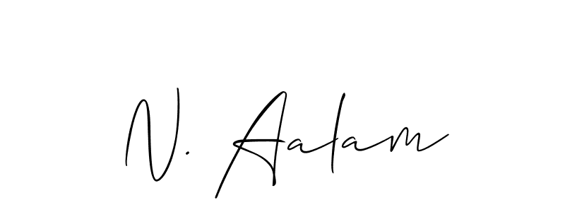 The best way (Allison_Script) to make a short signature is to pick only two or three words in your name. The name N. Aalam include a total of six letters. For converting this name. N. Aalam signature style 2 images and pictures png