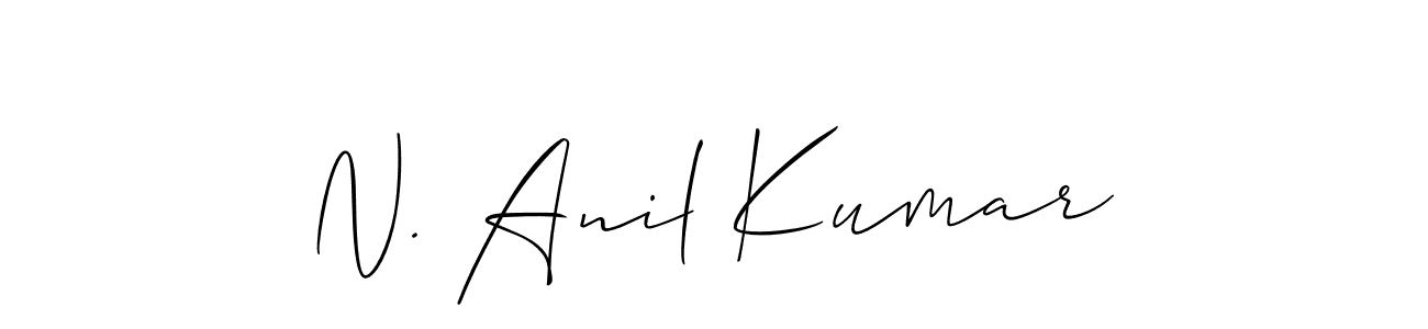 The best way (Allison_Script) to make a short signature is to pick only two or three words in your name. The name N. Anil Kumar include a total of six letters. For converting this name. N. Anil Kumar signature style 2 images and pictures png