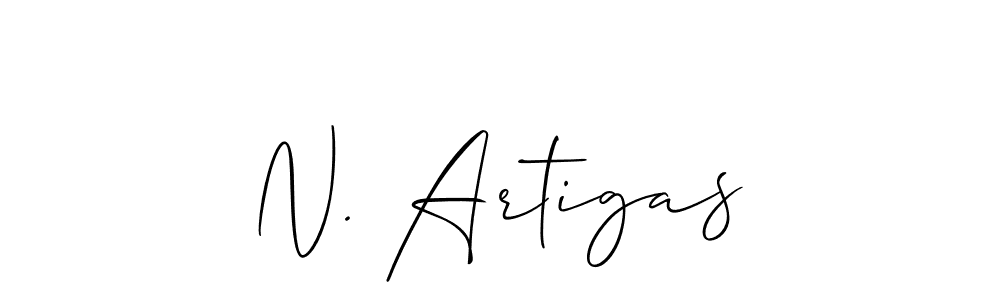 How to make N. Artigas name signature. Use Allison_Script style for creating short signs online. This is the latest handwritten sign. N. Artigas signature style 2 images and pictures png