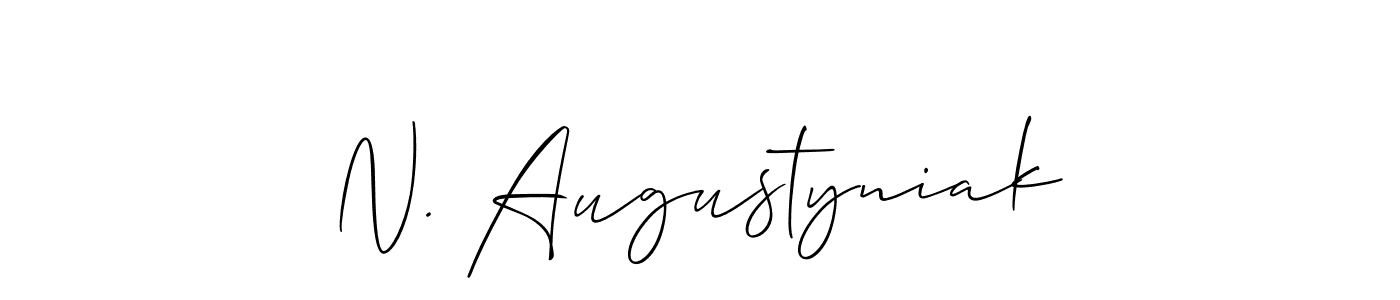 The best way (Allison_Script) to make a short signature is to pick only two or three words in your name. The name N. Augustyniak include a total of six letters. For converting this name. N. Augustyniak signature style 2 images and pictures png