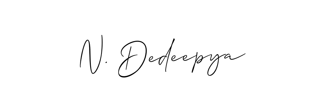 Allison_Script is a professional signature style that is perfect for those who want to add a touch of class to their signature. It is also a great choice for those who want to make their signature more unique. Get N. Dedeepya name to fancy signature for free. N. Dedeepya signature style 2 images and pictures png