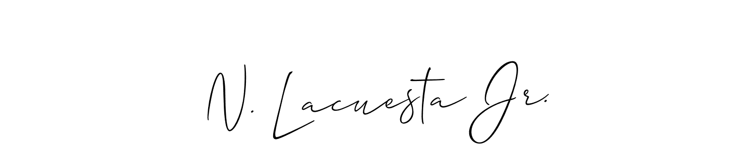 It looks lik you need a new signature style for name N. Lacuesta Jr.. Design unique handwritten (Allison_Script) signature with our free signature maker in just a few clicks. N. Lacuesta Jr. signature style 2 images and pictures png