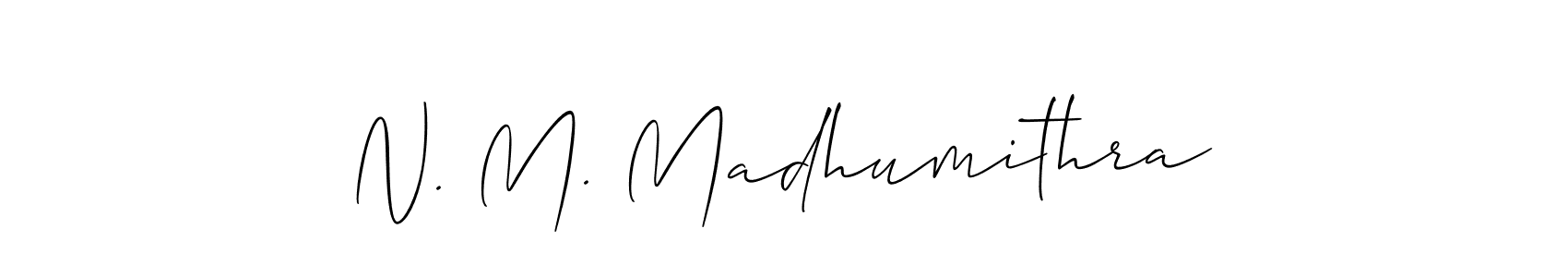 This is the best signature style for the N. M. Madhumithra name. Also you like these signature font (Allison_Script). Mix name signature. N. M. Madhumithra signature style 2 images and pictures png