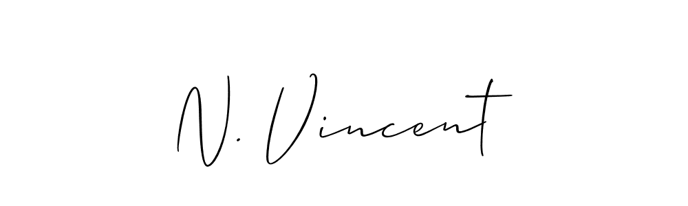 The best way (Allison_Script) to make a short signature is to pick only two or three words in your name. The name N. Vincent include a total of six letters. For converting this name. N. Vincent signature style 2 images and pictures png
