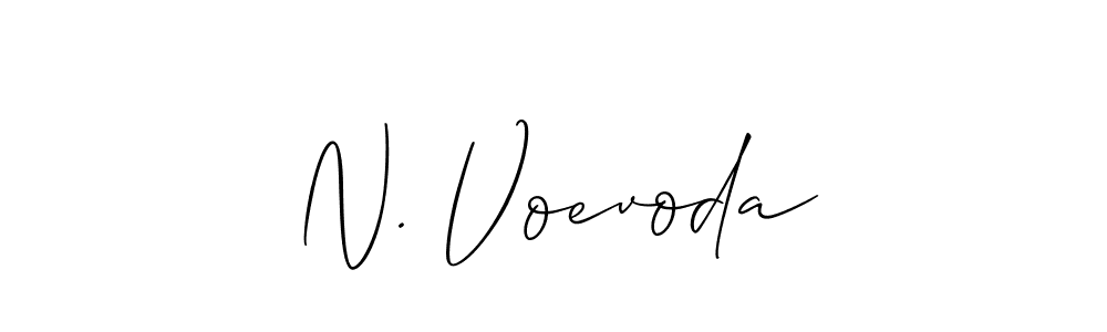 The best way (Allison_Script) to make a short signature is to pick only two or three words in your name. The name N. Voevoda include a total of six letters. For converting this name. N. Voevoda signature style 2 images and pictures png