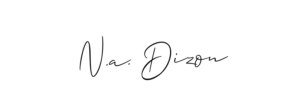 Also You can easily find your signature by using the search form. We will create N.a. Dizon name handwritten signature images for you free of cost using Allison_Script sign style. N.a. Dizon signature style 2 images and pictures png