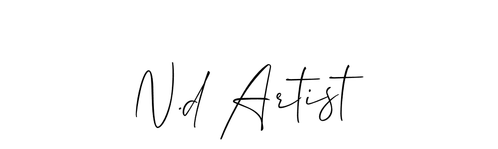 It looks lik you need a new signature style for name N.d Artist. Design unique handwritten (Allison_Script) signature with our free signature maker in just a few clicks. N.d Artist signature style 2 images and pictures png