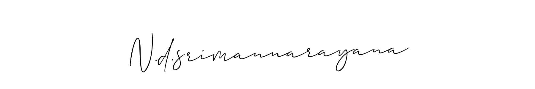 The best way (Allison_Script) to make a short signature is to pick only two or three words in your name. The name N.d.srimannarayana include a total of six letters. For converting this name. N.d.srimannarayana signature style 2 images and pictures png