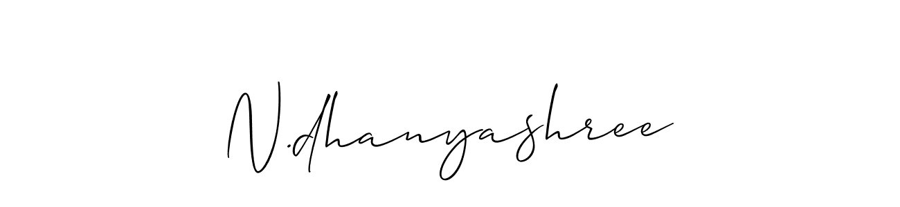 The best way (Allison_Script) to make a short signature is to pick only two or three words in your name. The name N.dhanyashree include a total of six letters. For converting this name. N.dhanyashree signature style 2 images and pictures png