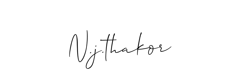 if you are searching for the best signature style for your name N.j.thakor. so please give up your signature search. here we have designed multiple signature styles  using Allison_Script. N.j.thakor signature style 2 images and pictures png