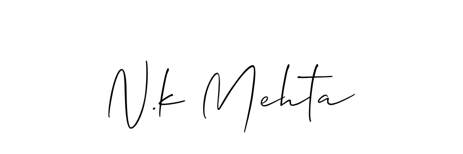 Create a beautiful signature design for name N.k Mehta. With this signature (Allison_Script) fonts, you can make a handwritten signature for free. N.k Mehta signature style 2 images and pictures png