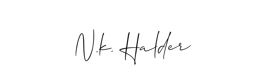 if you are searching for the best signature style for your name N.k. Halder. so please give up your signature search. here we have designed multiple signature styles  using Allison_Script. N.k. Halder signature style 2 images and pictures png