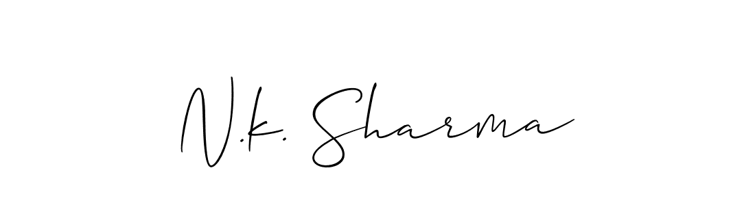 Also You can easily find your signature by using the search form. We will create N.k. Sharma name handwritten signature images for you free of cost using Allison_Script sign style. N.k. Sharma signature style 2 images and pictures png