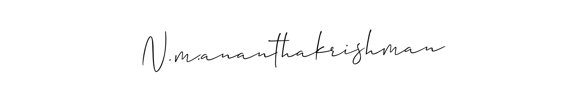 Allison_Script is a professional signature style that is perfect for those who want to add a touch of class to their signature. It is also a great choice for those who want to make their signature more unique. Get N.m.ananthakrishman name to fancy signature for free. N.m.ananthakrishman signature style 2 images and pictures png