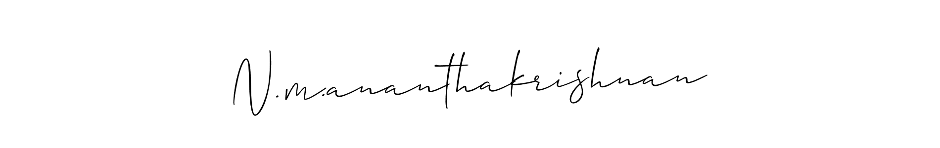 How to make N.m.ananthakrishnan name signature. Use Allison_Script style for creating short signs online. This is the latest handwritten sign. N.m.ananthakrishnan signature style 2 images and pictures png