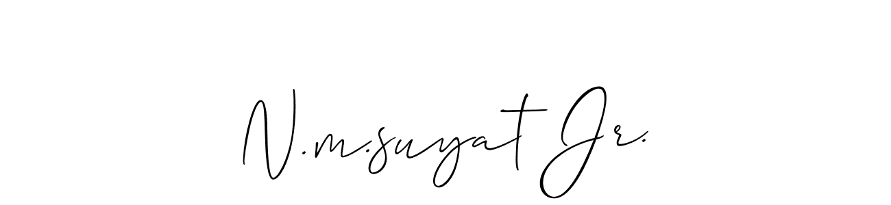 How to Draw N.m.suyat Jr. signature style? Allison_Script is a latest design signature styles for name N.m.suyat Jr.. N.m.suyat Jr. signature style 2 images and pictures png