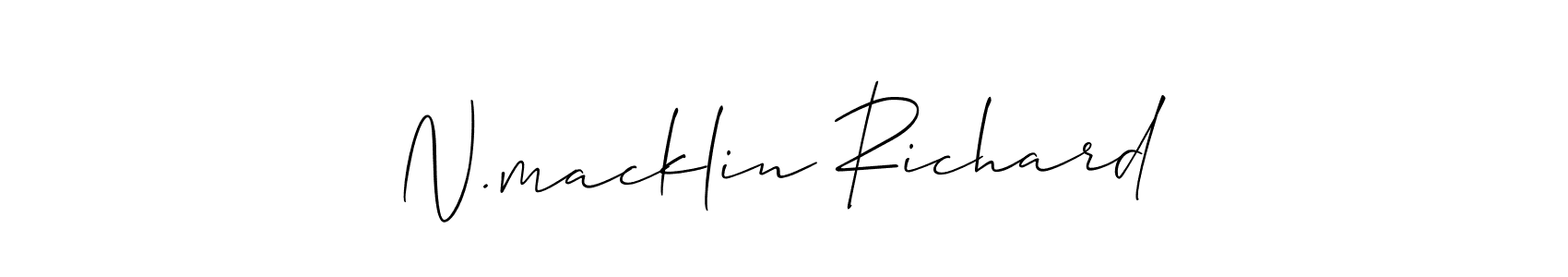 Use a signature maker to create a handwritten signature online. With this signature software, you can design (Allison_Script) your own signature for name N.macklin Richard. N.macklin Richard signature style 2 images and pictures png