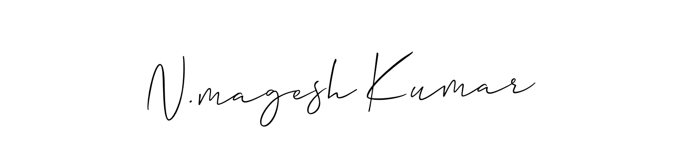 You should practise on your own different ways (Allison_Script) to write your name (N.magesh Kumar) in signature. don't let someone else do it for you. N.magesh Kumar signature style 2 images and pictures png