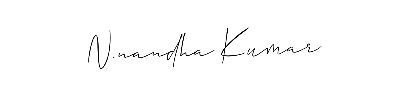 Allison_Script is a professional signature style that is perfect for those who want to add a touch of class to their signature. It is also a great choice for those who want to make their signature more unique. Get N.nandha Kumar name to fancy signature for free. N.nandha Kumar signature style 2 images and pictures png