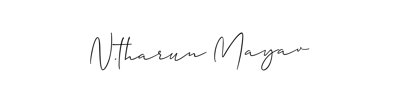 The best way (Allison_Script) to make a short signature is to pick only two or three words in your name. The name N.tharun Mayav include a total of six letters. For converting this name. N.tharun Mayav signature style 2 images and pictures png