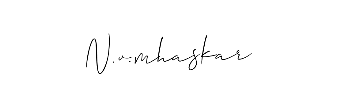 How to make N.v.mhaskar name signature. Use Allison_Script style for creating short signs online. This is the latest handwritten sign. N.v.mhaskar signature style 2 images and pictures png