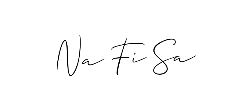 Make a short Na Fi Sa signature style. Manage your documents anywhere anytime using Allison_Script. Create and add eSignatures, submit forms, share and send files easily. Na Fi Sa signature style 2 images and pictures png