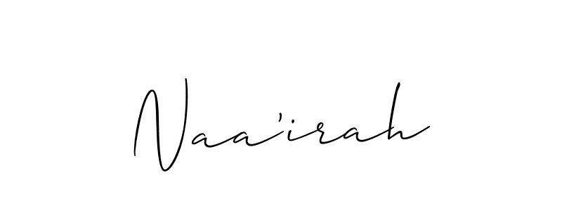 Use a signature maker to create a handwritten signature online. With this signature software, you can design (Allison_Script) your own signature for name Naa'irah. Naa'irah signature style 2 images and pictures png