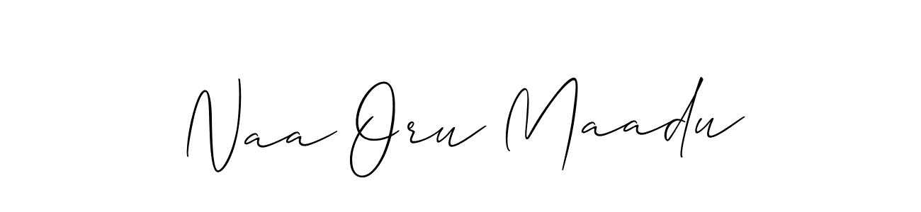 The best way (Allison_Script) to make a short signature is to pick only two or three words in your name. The name Naa Oru Maadu include a total of six letters. For converting this name. Naa Oru Maadu signature style 2 images and pictures png