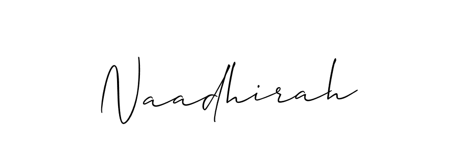 The best way (Allison_Script) to make a short signature is to pick only two or three words in your name. The name Naadhirah include a total of six letters. For converting this name. Naadhirah signature style 2 images and pictures png