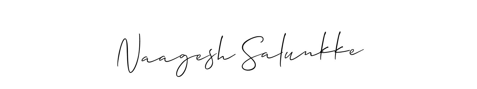 The best way (Allison_Script) to make a short signature is to pick only two or three words in your name. The name Naagesh Salunkke include a total of six letters. For converting this name. Naagesh Salunkke signature style 2 images and pictures png