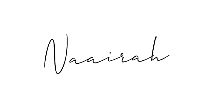 Design your own signature with our free online signature maker. With this signature software, you can create a handwritten (Allison_Script) signature for name Naairah. Naairah signature style 2 images and pictures png